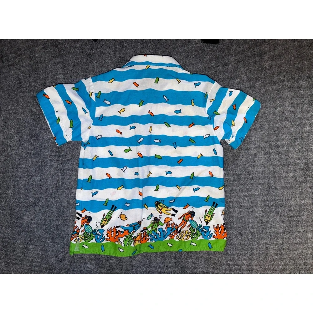 Vintage 80s OshKosh BGosh Scuba Diver Ocean Fish Shirt USA Made Boys Size 10